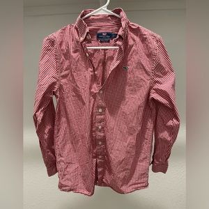 Vineyard Vines Collar Long Sleeve Shirt Red Large Size 16 green whale